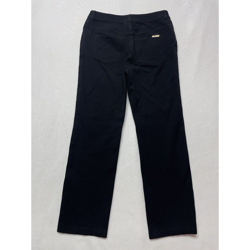 ST. JOHN Women's Size 6 Relaxed Straight Leg High-Rise Black Stretch Pants - Picture 4 of 12
